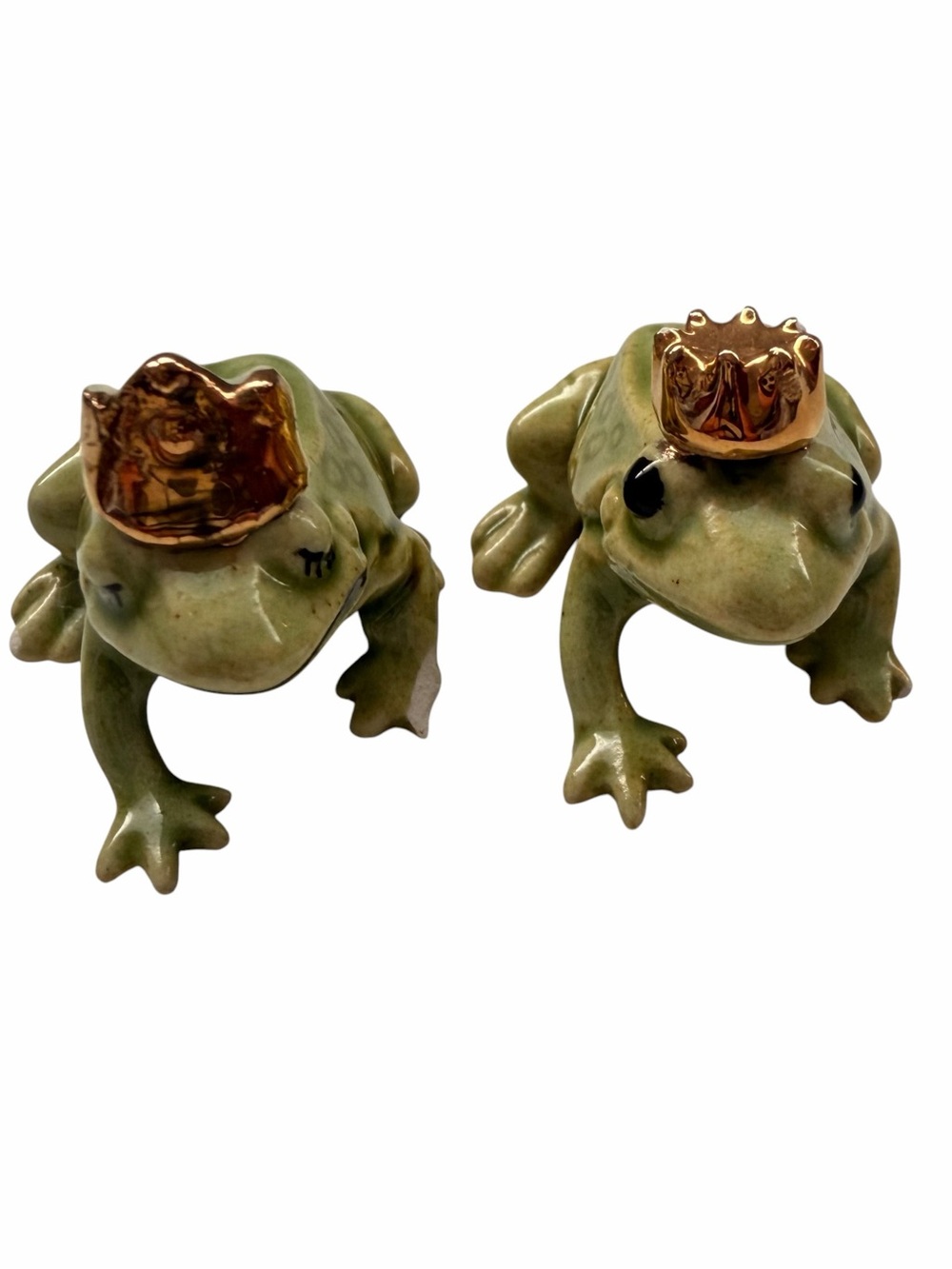 Vintage Hagen Renaker Price & Queen Crown Miniature Frog Set